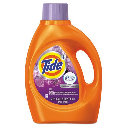 Plus Febreze Liquid Laundry Detergent, Spring And Renewal, 92 Oz Bottle, 4/carton