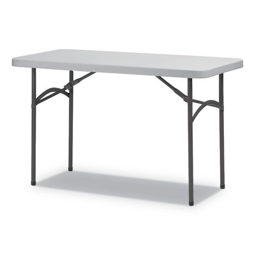 Rectangular Plastic Folding Table, 48w X 24d X 29.25h, Gray