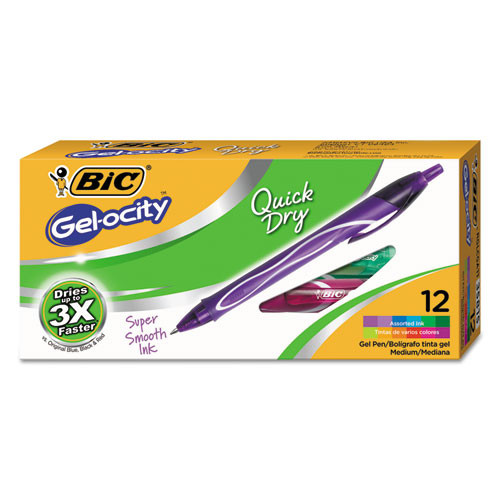 Gel-ocity Quick Dry Gel Pen, Retractable, Fine 0.7 Mm, 12 Assorted Ink And Barrel Colors, Dozen