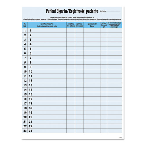 Hipaa Labels, Patient Sign-in, 8.5 X 11, Blue, 23/sheet, 125 Sheets/pack