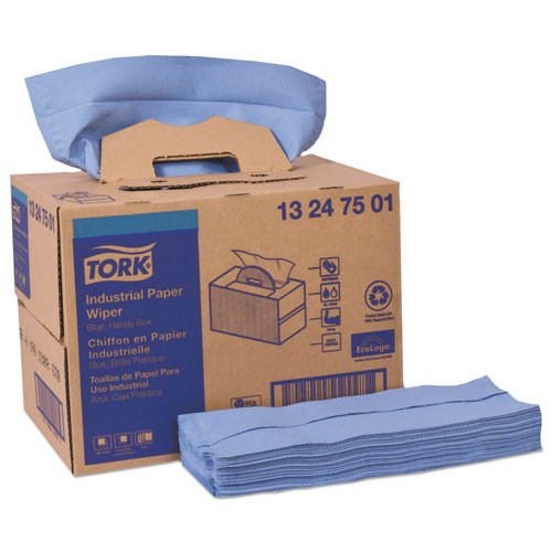 Industrial Paper Wiper, 4-ply, 12.8 X 16.5, Blue, 180/carton