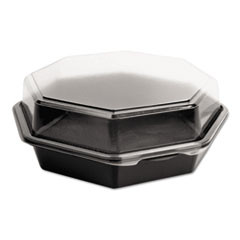 Solo Octaview Carryout Container, 9", Black/Clear Hinged