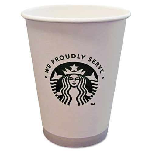 Hot Cups, 12 Oz, White With Green Starbucks Logo, 1,000/carton