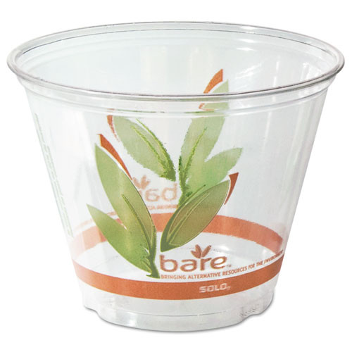 Bare Eco-forward Rpet Cold Cups, 9 Oz, Leaf Design, Clear/green/orange, 1,000/carton