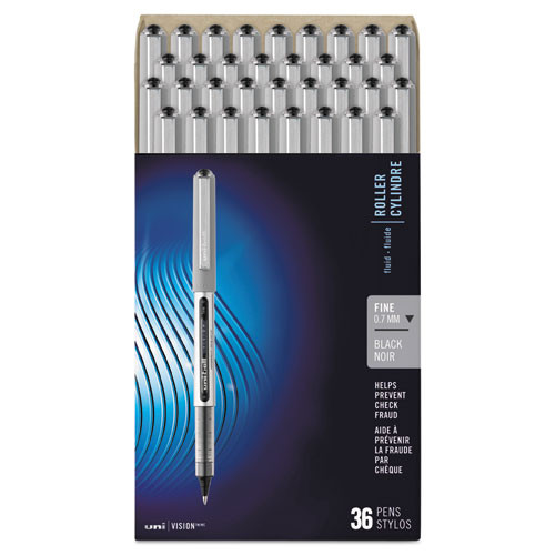 Vision Roller Ball Pen, Stick, Fine 0.7 Mm, Black Ink, Silver Barrel, 36/pack