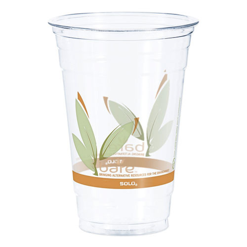 Bare Eco-forward Rpet Cold Cups 20 Oz, Leaf Design, Clear, 50/pack, 12 Packs/carton