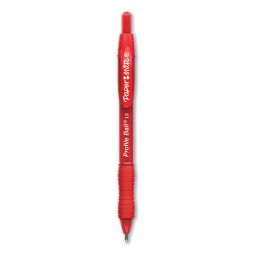 Profile Ballpoint Pen, Retractable, Medium 1 Mm, Red Ink, Translucent Red Barrel, Dozen