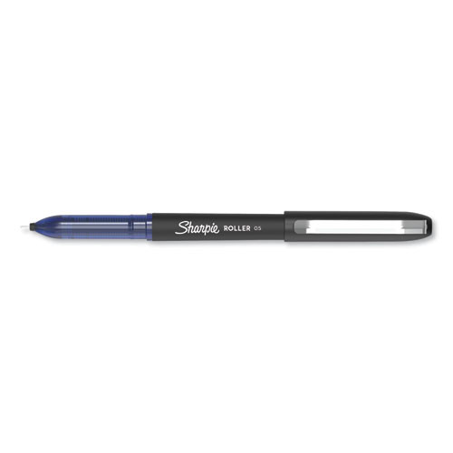 Professional Design Roller Ball Pen, Stick, Fine 0.5 Mm, Blue Ink, Black Barrel, Dozen