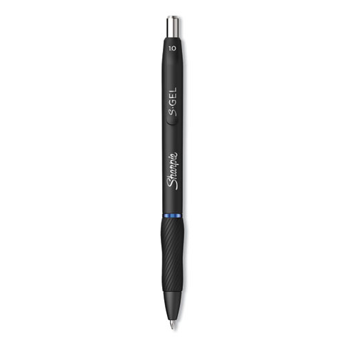 S-gel High-performance Gel Pen, Retractable, Bold 1 Mm, Blue Ink, Black Barrel, Dozen