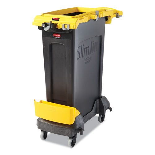 Slim Jim Single-stream Cleaning Cart Kit, Plastic, 1 Bin, 14.10" X 34.3" X 35.8", Black/yellow