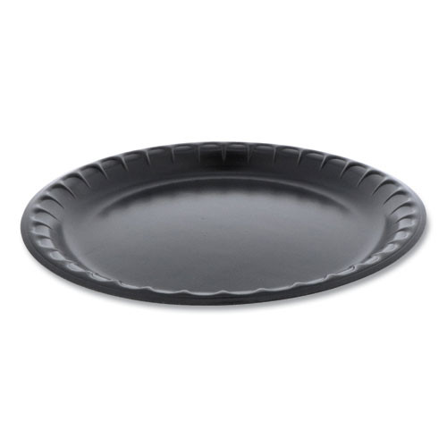 Placesetter Deluxe Laminated Foam Dinnerware, Plate, 10.25" Dia, Black, 540/carton