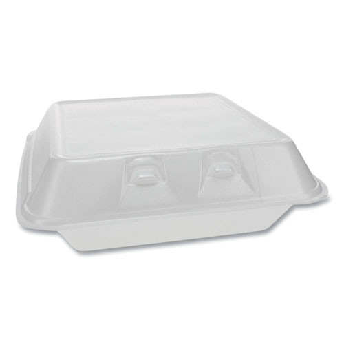 Smartlock Foam Hinged Lid Container, Large, 9 X 9.13 X 3.25, White, 150/carton
