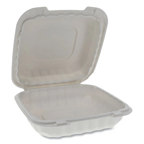 Earthchoice Smartlock Microwavable Mfpp Hinged Lid Container, 8.31 X 8.35 X 3.1, White, Plastic, 200/carton