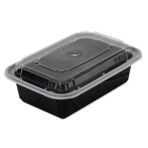 Newspring Versatainer Microwavable Containers, 24 Oz, 5 X 7.25 X 2, Black/clear, Plastic, 150/carton
