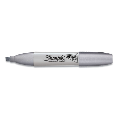 Metallic Chisel Tip Permanent Marker, Medium Chisel Tip, Silver, Dozen