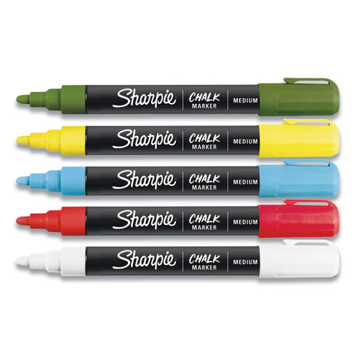Wet-erase Chalk Marker, Medium Bullet Tip, Assorted Colors, 5/pack