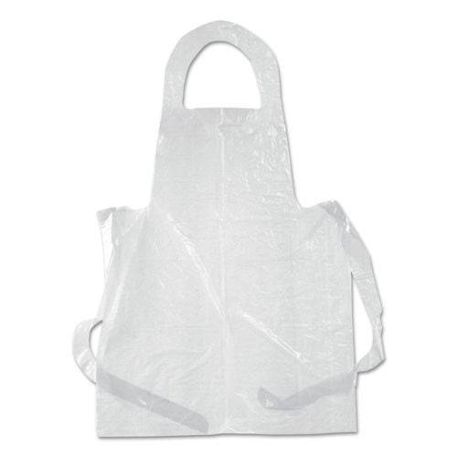 Poly Apron, 28 X 55, 1 Mil, One Size Fits All, White, 100/pack