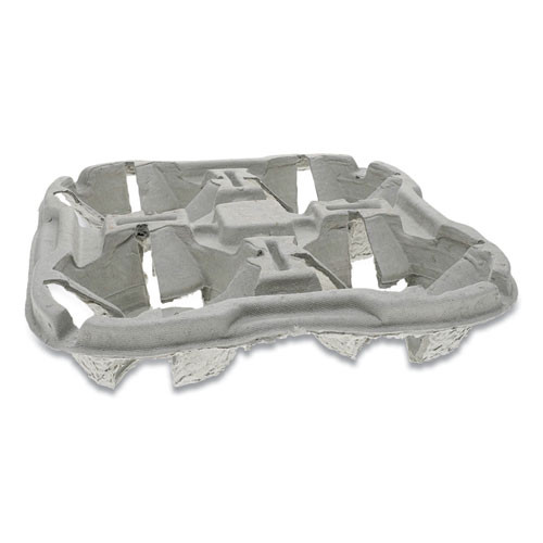 Earthchoice Carry-safe Beverage Carrier, Four-cup Carrier, 8 Oz To 46 Oz, Natural, 132/carton