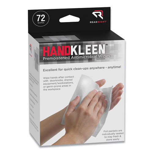 Handkleen Premoistened Antibacterial Wipes, 7 X 5, Foil Packet, 72/box