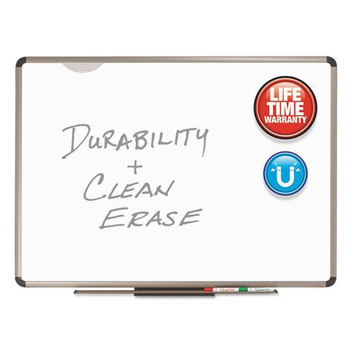 Euro Frame Premium Porcelain Whiteboard, 72 X 48, Euro Titanium Aluminum Frame