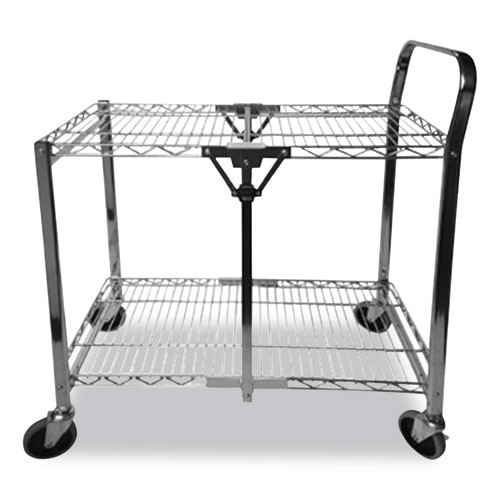 Stowaway Folding Carts, Metal, 2 Shelves, 250 Lb Capacity, 35" X 37.25" X 22", Black