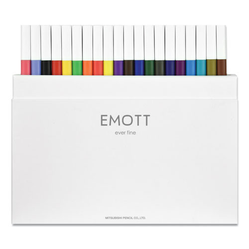 Emott Ever Fine Porous Point Pen, Stick, Fine 0.4 Mm, Assorted Ink Colors, White Barrel, 40/pack