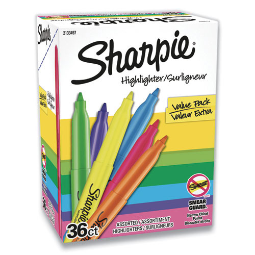 Pocket Style Highlighters, Assorted Ink Colors, Chisel Tip, Assorted Barrel Colors, 36/pack