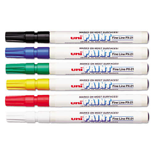 Permanent Marker, Fine Bullet Tip, Assorted Colors, 6/set