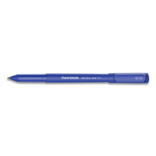 Write Bros. Ballpoint Pen, Stick, Bold 1.2 Mm, Blue Ink, Blue Barrel, Dozen