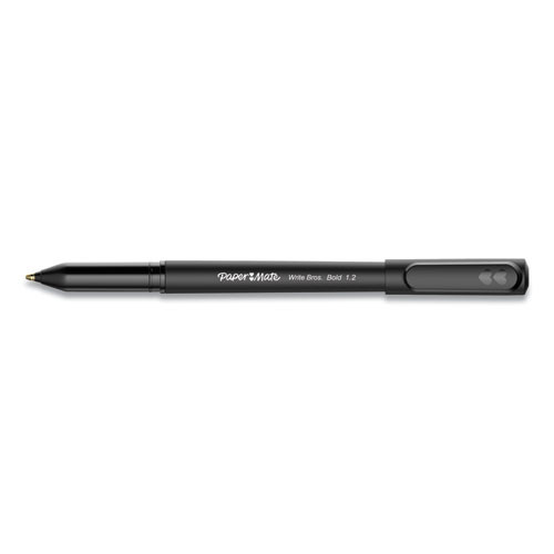 Write Bros. Ballpoint Pen, Stick, Bold 1.2 Mm, Black Ink, Black Barrel, Dozen