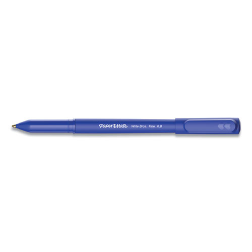 Write Bros. Ballpoint Pen, Stick, Fine 0.8 Mm, Blue Ink, Blue Barrel, Dozen