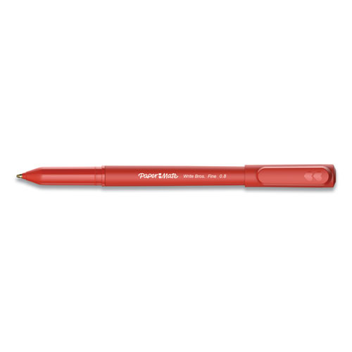 Write Bros. Ballpoint Pen, Stick, Fine 0.8 Mm, Red Ink, Red Barrel, Dozen