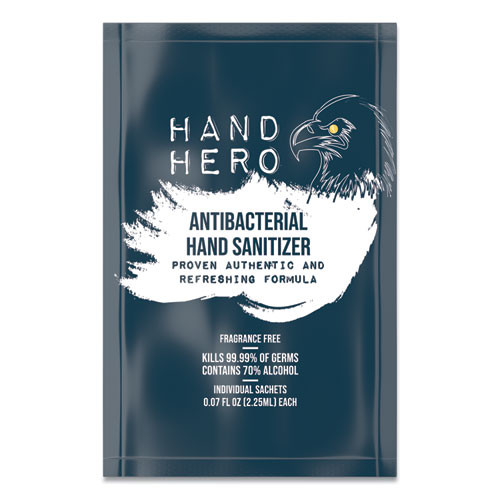 Antibacterial Sachet Gel Hand Sanitizer, 0.07 Oz, Unscented, 50/box