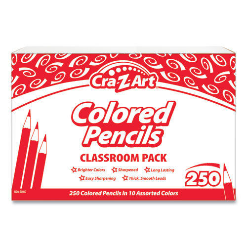 Colored Pencils, 10 Assorted Lead/barrel Colors, 250/set