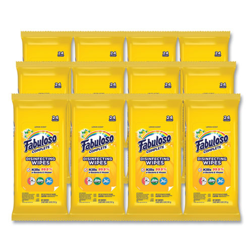 Multi Purpose Wipes, 7 X 7, Lemon, 24/pack, 12 Packs/carton