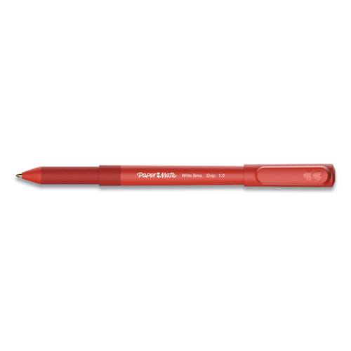 Write Bros. Grip Ballpoint Pen, Stick, Medium 1 Mm, Red Ink, Red Barrel, Dozen