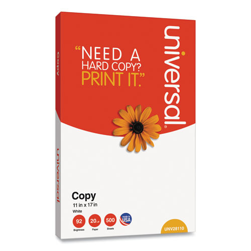 Copy Paper, 92 Bright, 20 Lb Bond Weight, 11 X 17, White, 500 Sheets/ream