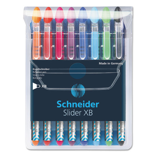 Slider Basic Ballpoint Pen, Stick, Extra-bold 1.4 Mm, Assorted Ink And Barrel Colors, 8/pack