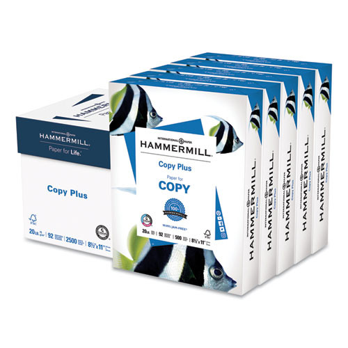 Copy Plus Print Paper, 92 Bright, 20 Lb Bond Weight, 8.5 X 11, White, 500 Sheets/ream, 5 Reams/carton