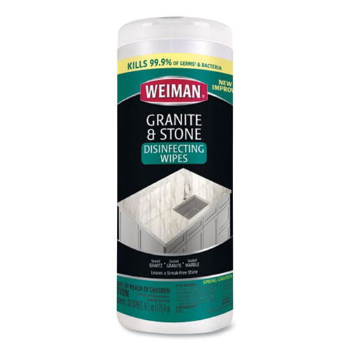 Granite And Stone Disinfectant Wipes, 7 X 8, Spring Garden Scent, 30/canister, 6 Canisters/carton