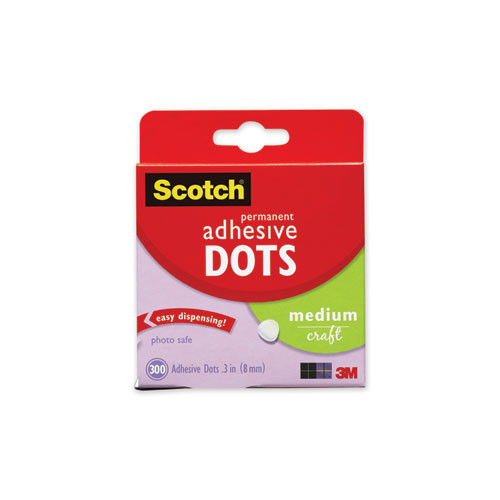 Mounting Adhesive Dots, 0.3" Dia, Transparent, 300/pack