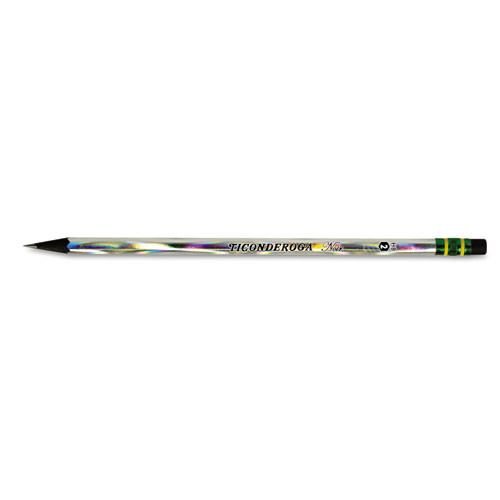 Noir Holographic Woodcase Pencil, Hb (#2), Black Lead, Holographic Silver Barrel, 12/pack