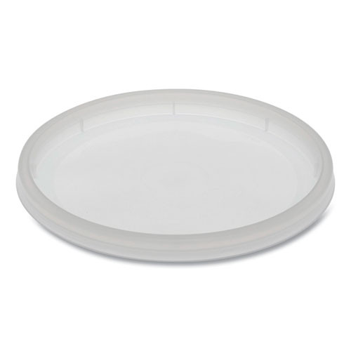 Newspring Delitainer Microwavable Container Lid, Recessed, 4.55" Diameter X 0.4" H, Translucent, Plastic, 480/carton