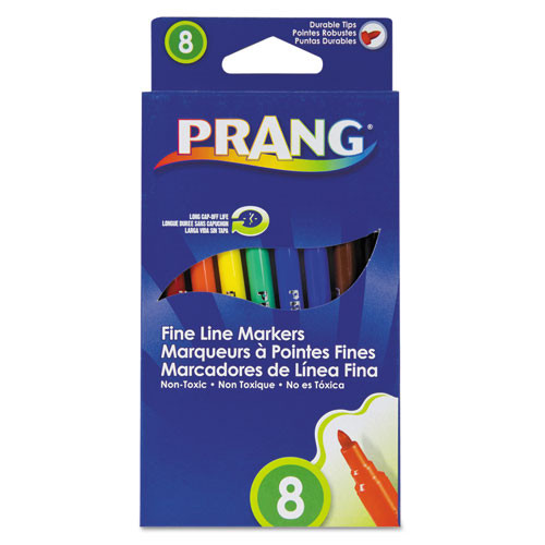 Fine Line Markers, Fine Bullet Tip, Assorted Colors, 8/set