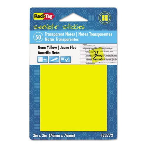 Seenotes Stickies , 3" X 3", Neon Orange, 50 Sheets/pad