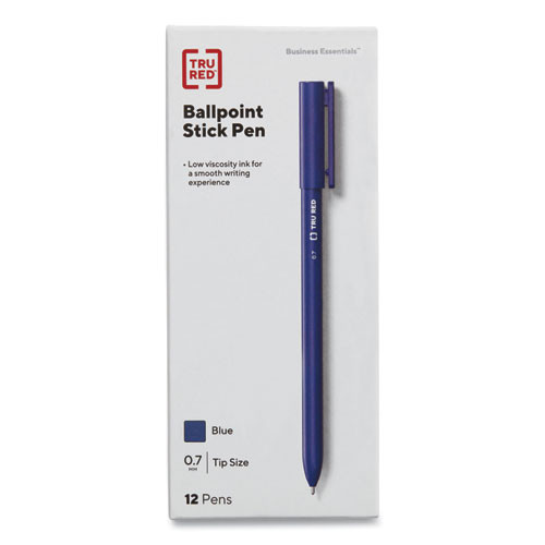 Ballpoint Pen, Stick, Fine 0.7 Mm, Blue Ink, Blue Barrel, Dozen