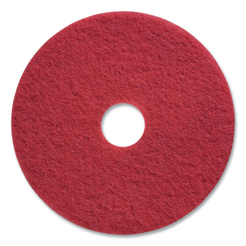 Buffing Floor Pads, 17" Diameter, Red, 5/carton - CWZ663604