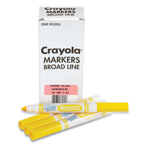 Broad Line Washable Markers, Broad Bullet Tip, Yellow, 12/box - CYO587800034