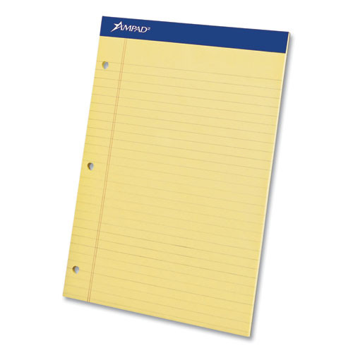 Perforated Writing Pads, Wide/legal Rule, 50 Canary-yellow 8.5 X 11.75 Sheets, Dozen - AMP20221