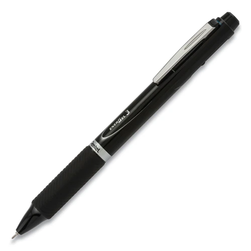 Energel 3 Multi-color Gel Pen, Retractable, Fine 0.5 Mm, Black/blue/red Ink, Black Barrel - PENBLC35A